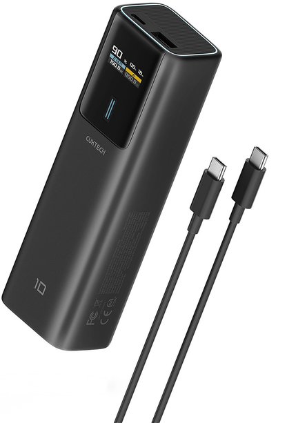 Cuktech Ulkoinen Akku, 10000mAh, 150W, QC + PD, 1 x USB-A - 1 x USB-C, Musta CKPB100PGLBL