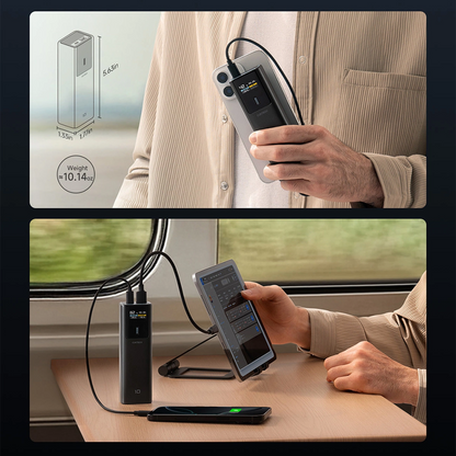Cuktech Ulkoinen Akku, 10000mAh, 150W, QC + PD, 1 x USB-A - 1 x USB-C, Musta CKPB100PGLBL