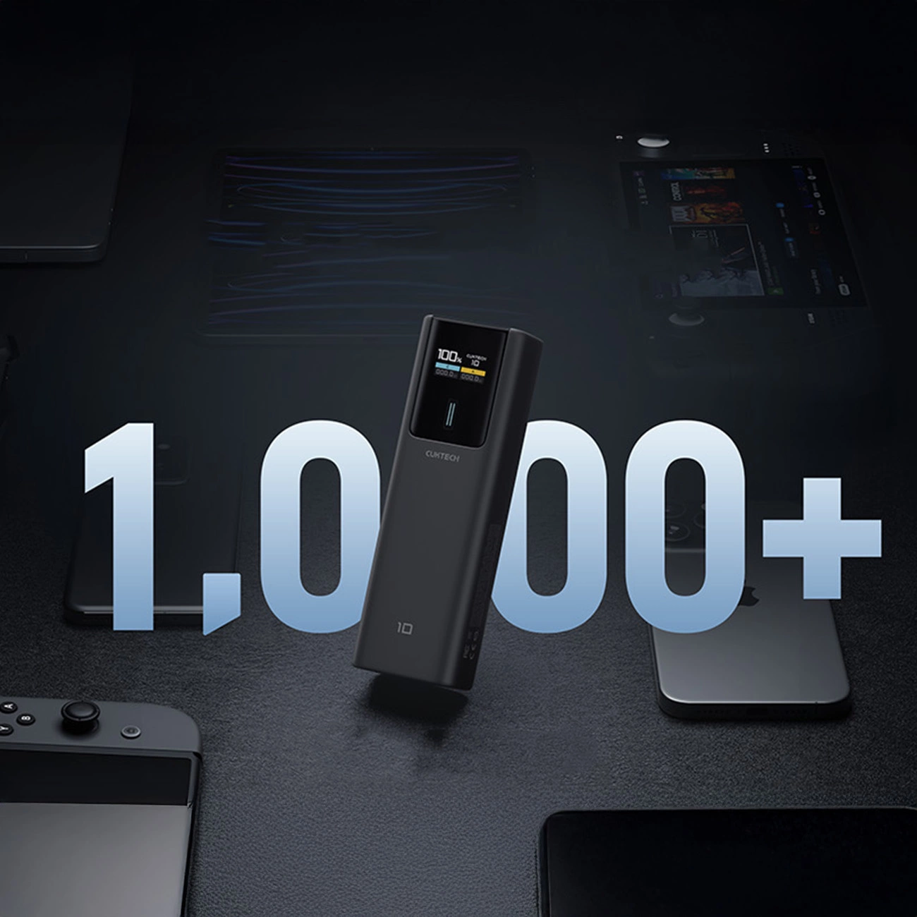Cuktech Ulkoinen Akku, 10000mAh, 150W, QC + PD, 1 x USB-A - 1 x USB-C, Musta CKPB100PGLBL