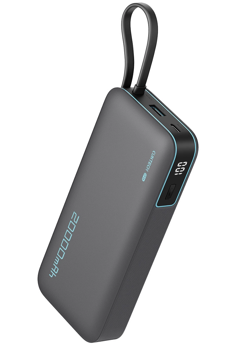 Ulkoinen akku Cuktech, 20000mAh, 55W, QC + PD, 1 x USB-A - 2 x USB-C, Harmaa CUKP200NGLDG