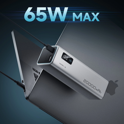 Ulkoinen akku Cuktech, 20000mAh, 100W, QC + PD, 1 x USB-A - 2 x USB-C, Harmaa CUKP200XGLGR