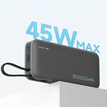 Ulkoinen akku Cuktech, 20000mAh, 55W, QC + PD, 1 x USB-A - 2 x USB-C, Harmaa CUKP200NGLDG