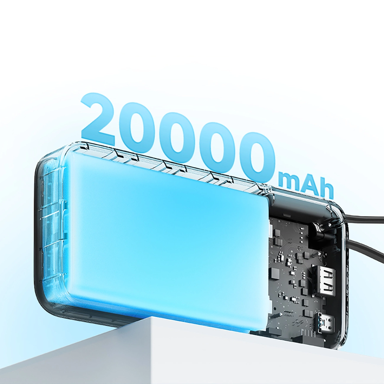 Ulkoinen akku Cuktech, 20000mAh, 55W, QC + PD, 1 x USB-A - 2 x USB-C, Harmaa CUKP200NGLDG