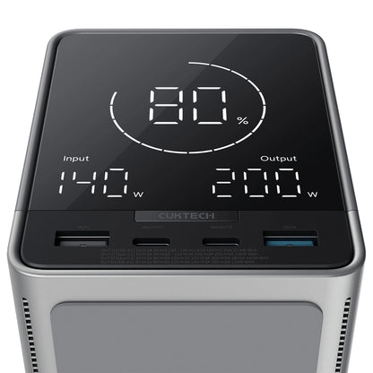Cuktech Ulkoinen Akku, 40000mAh, 300W, QC + PD + FQI, 1 x QI - 2 x USB-A - 2 x USB-C, Musta