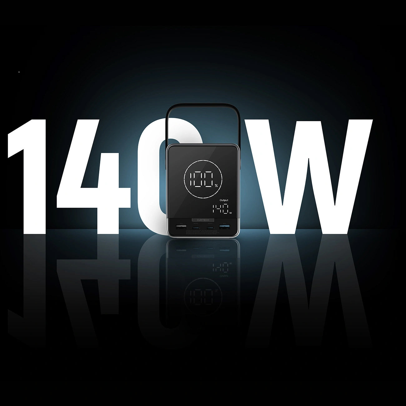 Cuktech Ulkoinen Akku, 40000mAh, 300W, QC + PD + FQI, 1 x QI - 2 x USB-A - 2 x USB-C, Musta