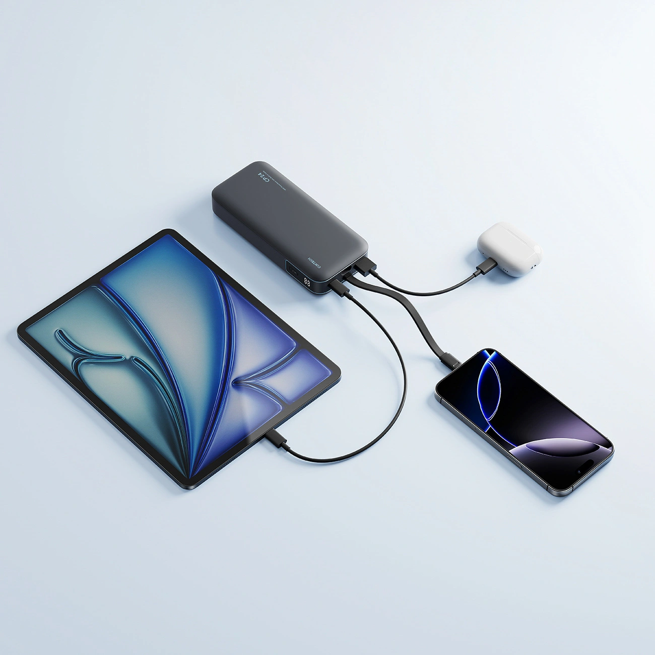 Cuktech LPB200N External Battery, 20000mAh, 40W, QC + PD, 1 x USB-A - 2 x USB-C, Black
