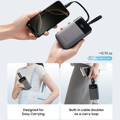 Cuktech LPB200NL ulkoinen akku, 20000mAh, 40W, QC + PD, 1 x Lightning - 1 x USB-A - 2 x USB-C, Harmaa CKB200NLGLGY