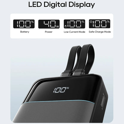 Cuktech LPB200NL ulkoinen akku, 20000mAh, 40W, QC + PD, 1 x Lightning - 1 x USB-A - 2 x USB-C, Harmaa CKB200NLGLGY
