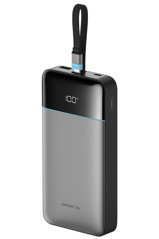 Cuktech LPB252N ulkoinen akku, 25000mAh, 120W, QC + PD, 1 x USB-A - 2 x USB-C, harmaa