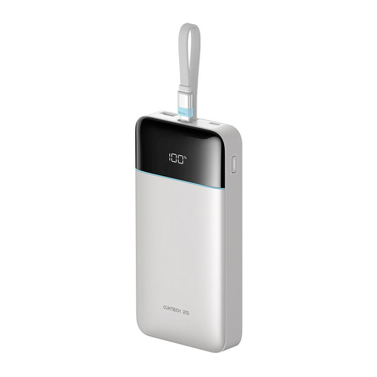 Cuktech LPB252N -varavirtalähde, 25 000 mAh, 120 W, QC + PD, 1 x USB-A – 2 x USB-C, valkoinen
