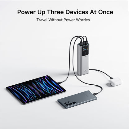 Cuktech PB150P ulkoinen akku, 15000mAh, 120W, QC + PD, 1 x USB-A - 2 x USB-C, harmaa CKPB150POSGR
