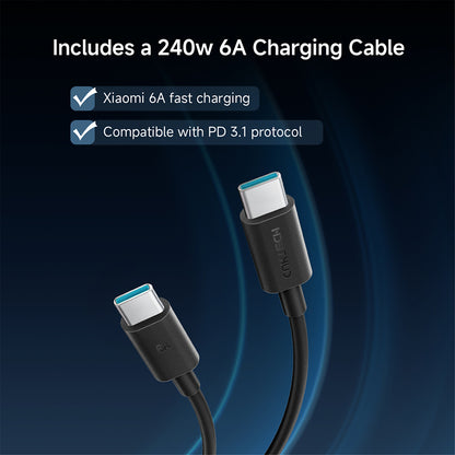 Cuktech PB150P ulkoinen akku, 15000mAh, 120W, QC + PD, 1 x USB-A - 2 x USB-C, harmaa CKPB150POSGR