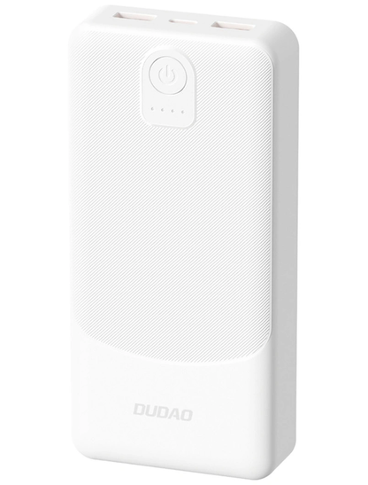 Ulkoinen akku Dudao K10Pro, 20000mAh, 12W, 2 x USB-A, Valkoinen