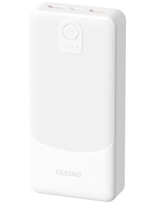 Ulkoinen akku Dudao K10Pro, 20000mAh, 12W, 2 x USB-A, Valkoinen