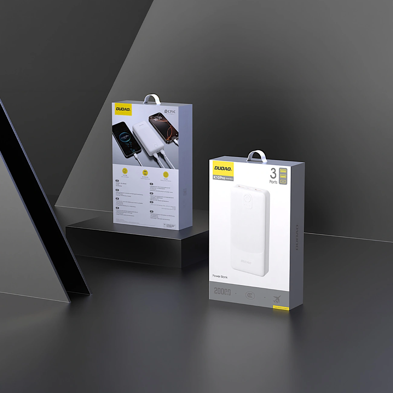 Ulkoinen akku Dudao K10Pro, 20000mAh, 12W, 2 x USB-A, Valkoinen
