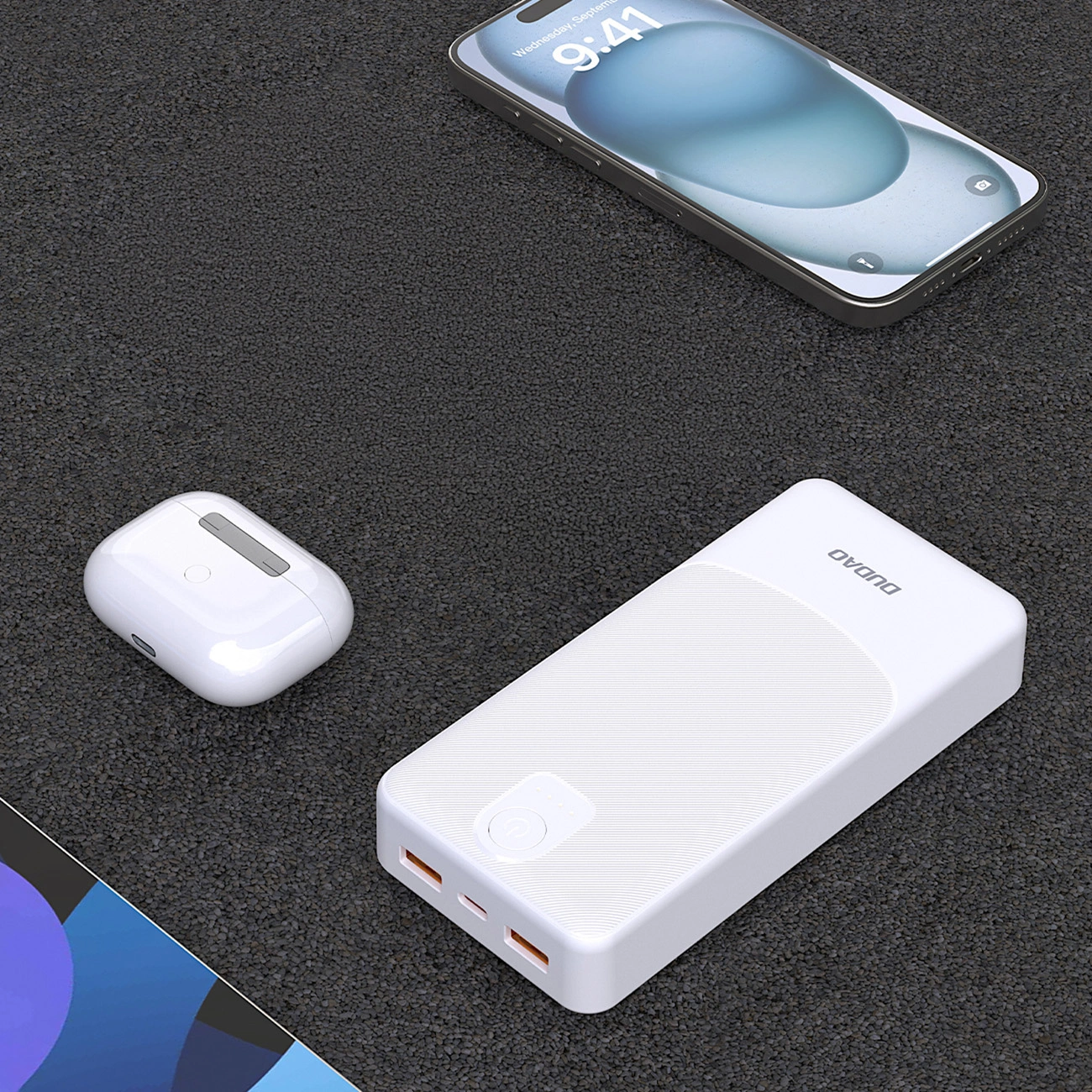 Ulkoinen akku Dudao K10Pro, 20000mAh, 12W, 2 x USB-A, Valkoinen