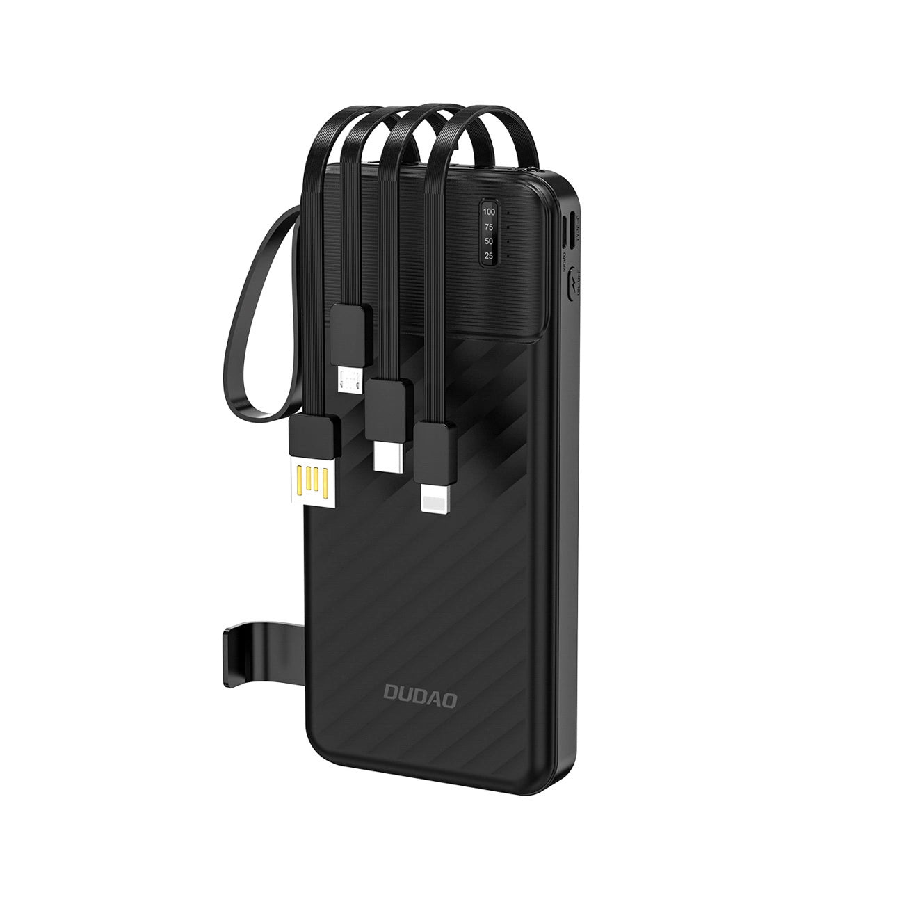 Dudao K11 Ulkoinen Akku, 10000mAh, 10W, 1 x Lightning - 1 x microUSB - 1 x USB-A - 1 x USB-C, Musta