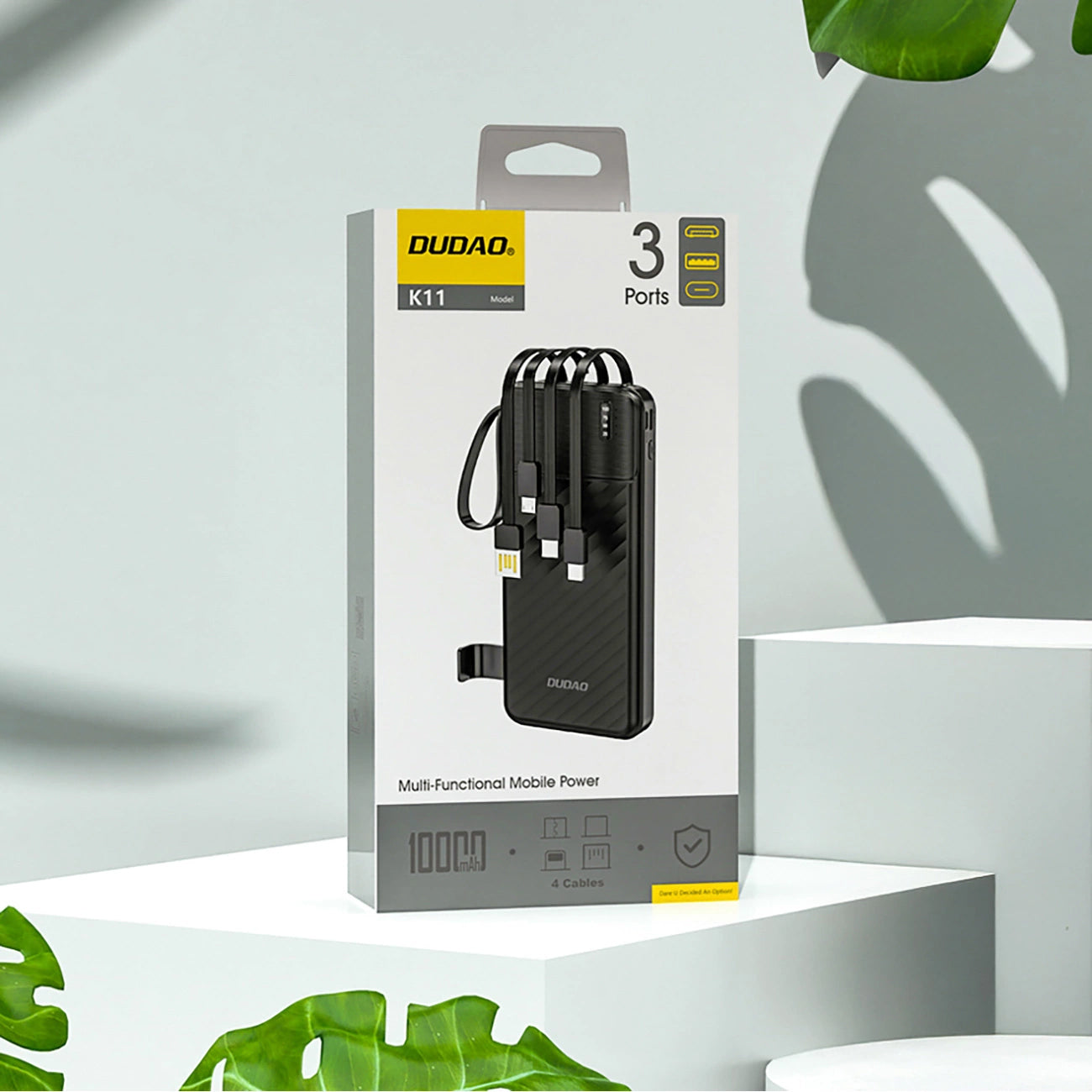 Dudao K11 Ulkoinen Akku, 10000mAh, 10W, 1 x Lightning - 1 x microUSB - 1 x USB-A - 1 x USB-C, Musta