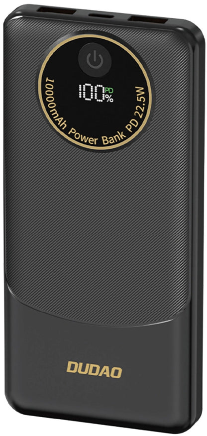 Ulkoinen akku Dudao K12, 10000mAh, 22.5W, QC + PD, 1 x USB-C - 2 x USB-A, Musta
