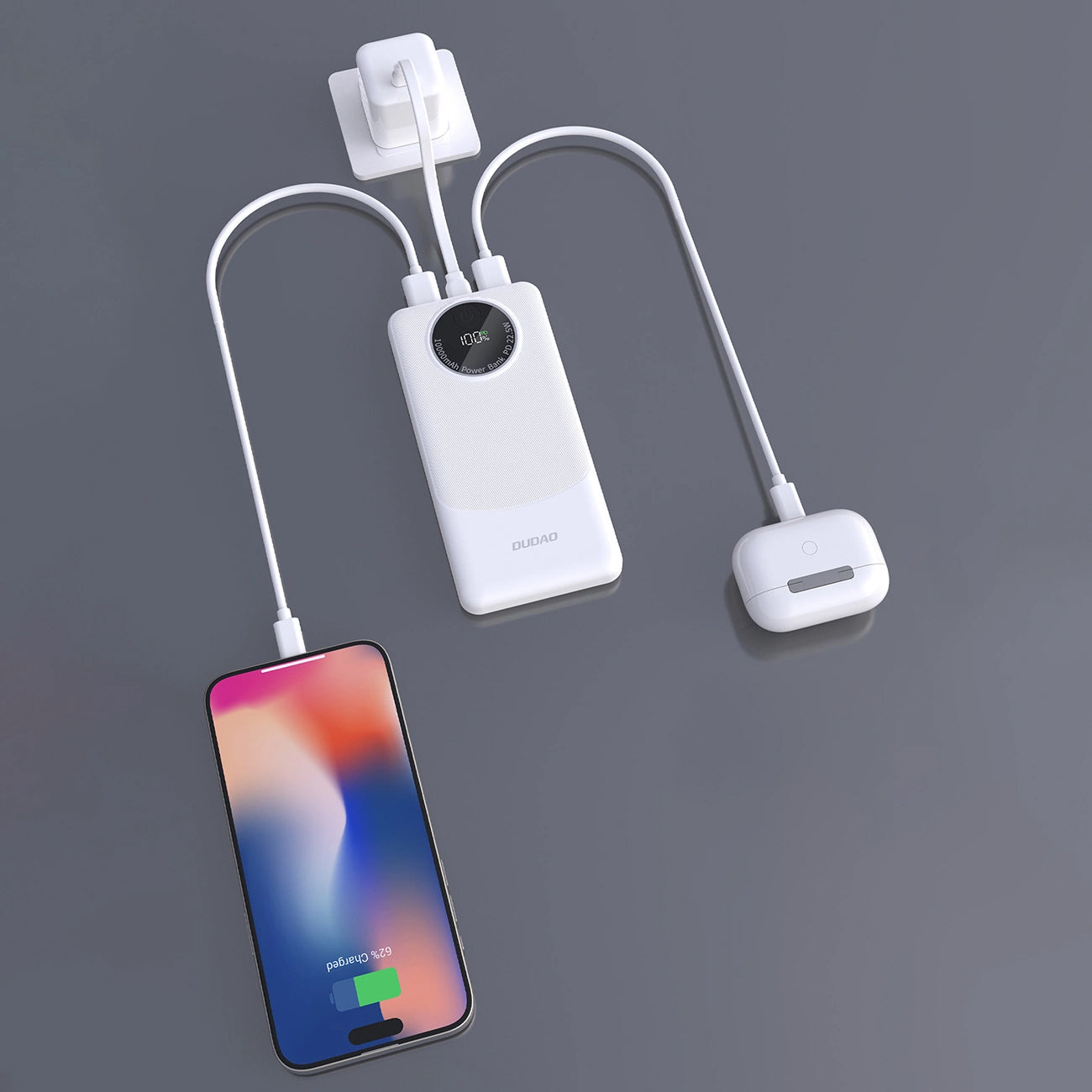 Ulkoinen akku Dudao K12, 10000mAh, 22.5W, QC + PD, 1 x USB-C - 2 x USB-A, Musta