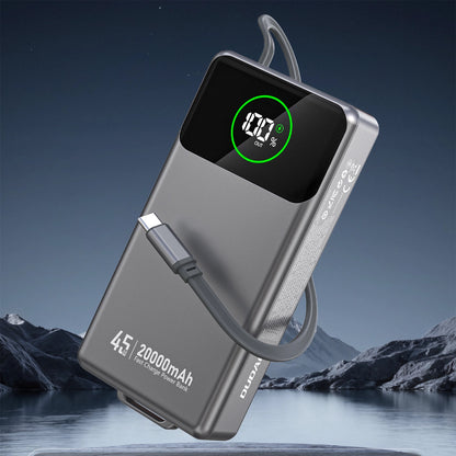 Dudao K31 Pro Ulkoinen Akku, 20000mAh, 45W, QC + PD, 1 x USB-A - 2 x USB-C, Harmaa