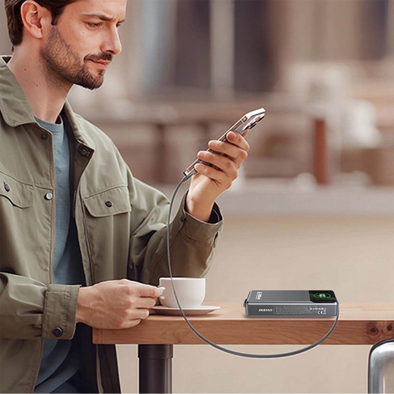 Dudao K31 Pro Ulkoinen Akku, 20000mAh, 45W, QC + PD, 1 x USB-A - 2 x USB-C, Harmaa