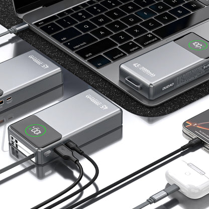 Dudao K31 Pro Ulkoinen Akku, 20000mAh, 45W, QC + PD, 1 x USB-A - 2 x USB-C, Harmaa