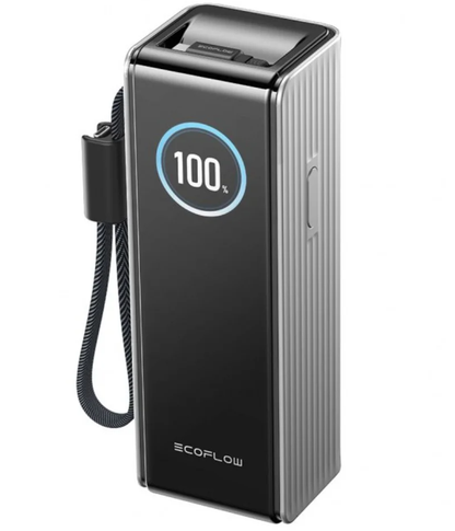 EcoFlow Rapid Ulkoinen Akku, 25000mAh, 170W, QC + PD, 1 x USB-A - 3 x USB-C, Harmaa