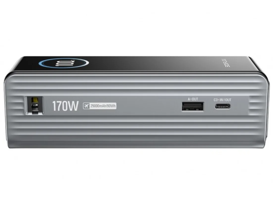 EcoFlow Rapid Ulkoinen Akku, 25000mAh, 170W, QC + PD, 1 x USB-A - 3 x USB-C, Harmaa