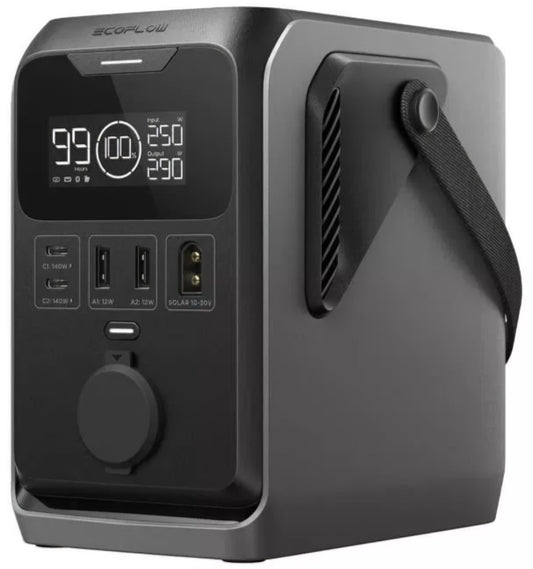 EcoFlow Trail 300 ulkoinen akku, 90000mAh, 300W, PD, 1 x sytytinlaajennus - 2 x USB-A - 2 x USB-C, musta EF-TRAIL300-N