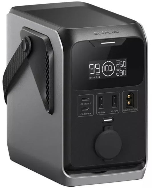 EcoFlow Trail 300 ulkoinen akku, 90000mAh, 300W, PD, 1 x sytytinlaajennus - 2 x USB-A - 2 x USB-C, musta EF-TRAIL300-N