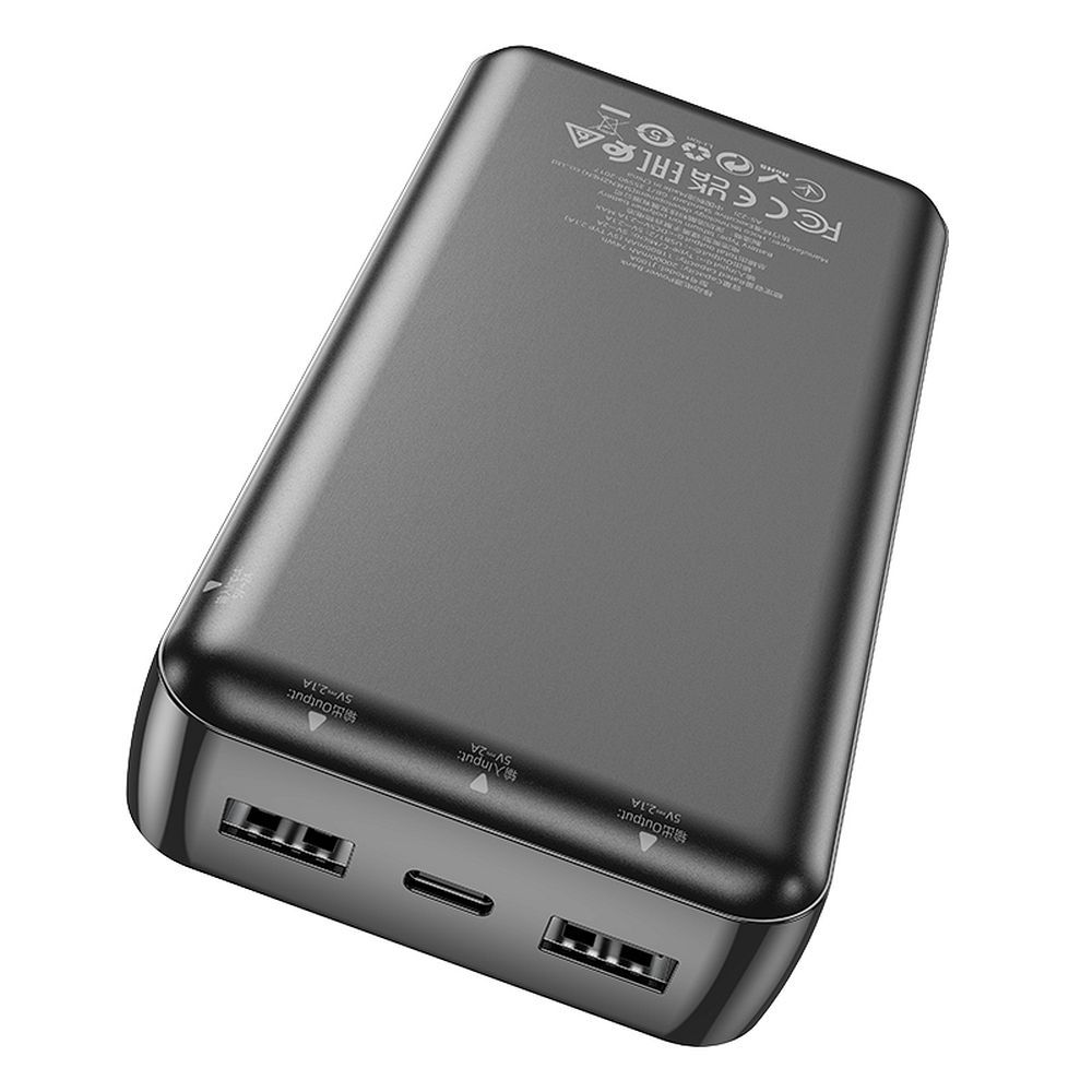 HOCO J100A External Battery, 20000mAh, 10W, 2 x USB-A, Black