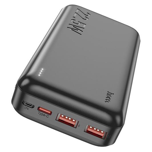 Ulkoinen akku HOCO J101A, 20000mAh, 22,5W, QC + PD, 1 x USB-C - 2 x USB-A, Musta