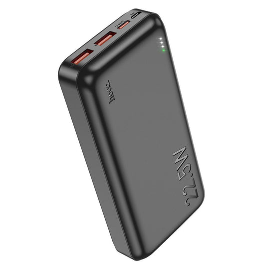 Ulkoinen akku HOCO J101A, 20000mAh, 22,5W, QC + PD, 1 x USB-C - 2 x USB-A, Musta