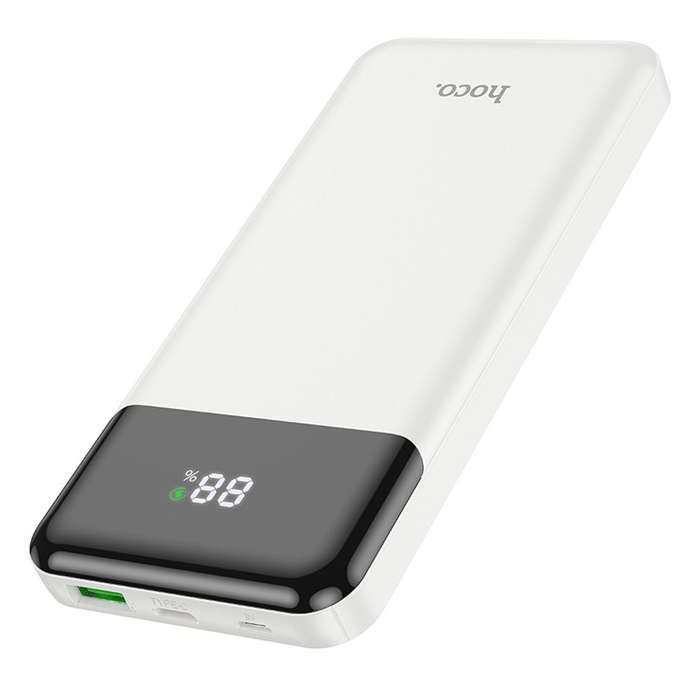 Ulkoinen akku HOCO J102, 10000mAh, 20W, QC + PD, 1 x USB-A - 1 x USB-C, Valkoinen