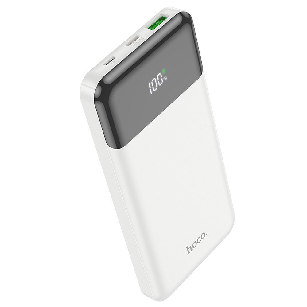 Ulkoinen akku HOCO J102, 10000mAh, 20W, QC + PD, 1 x USB-A - 1 x USB-C, Valkoinen