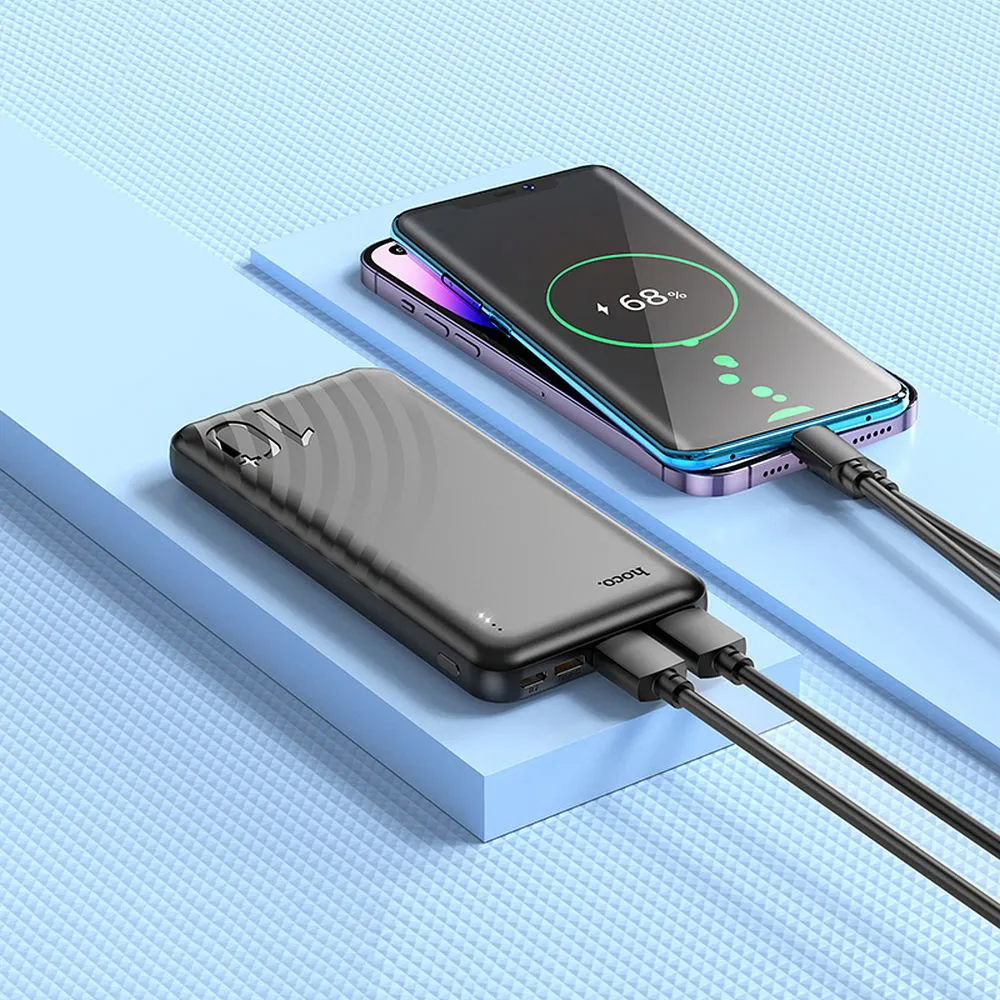 Ulkoinen akku HOCO J123, 10000mAh, 10W, 2 x USB-A, Musta