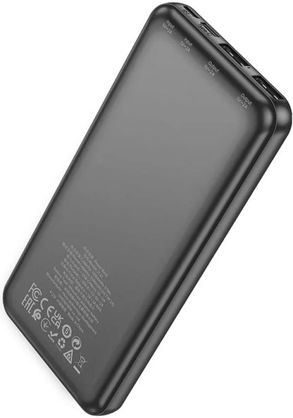 Ulkoinen akku HOCO J123, 10000mAh, 10W, 2 x USB-A, Musta