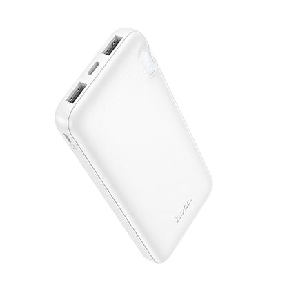 HOCO J128 Ulkoinen akku, 10000mAh, 10W, 2 x USB-A, Valkoinen