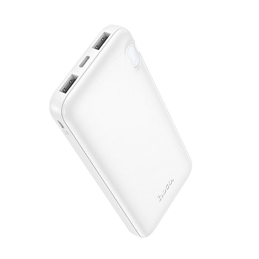 HOCO J128 Ulkoinen akku, 10000mAh, 10W, 2 x USB-A, Valkoinen