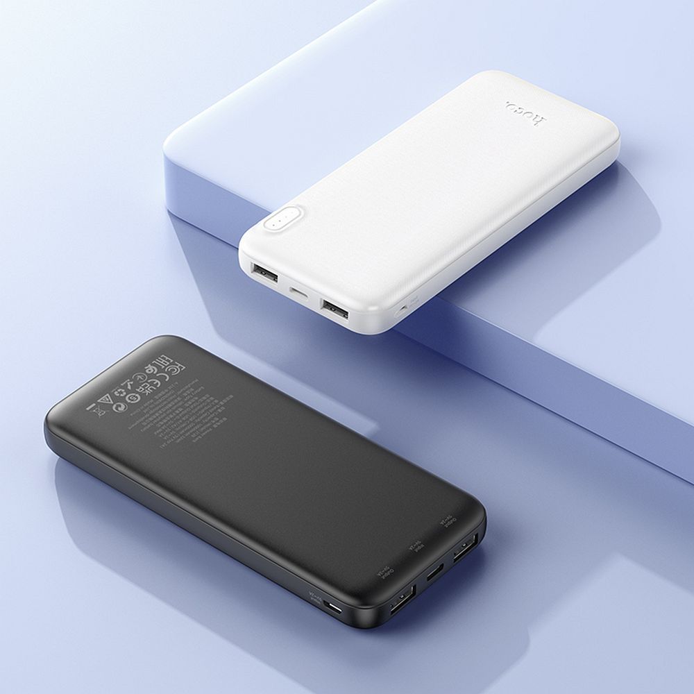 HOCO J128 Ulkoinen akku, 10000mAh, 10W, 2 x USB-A, Valkoinen