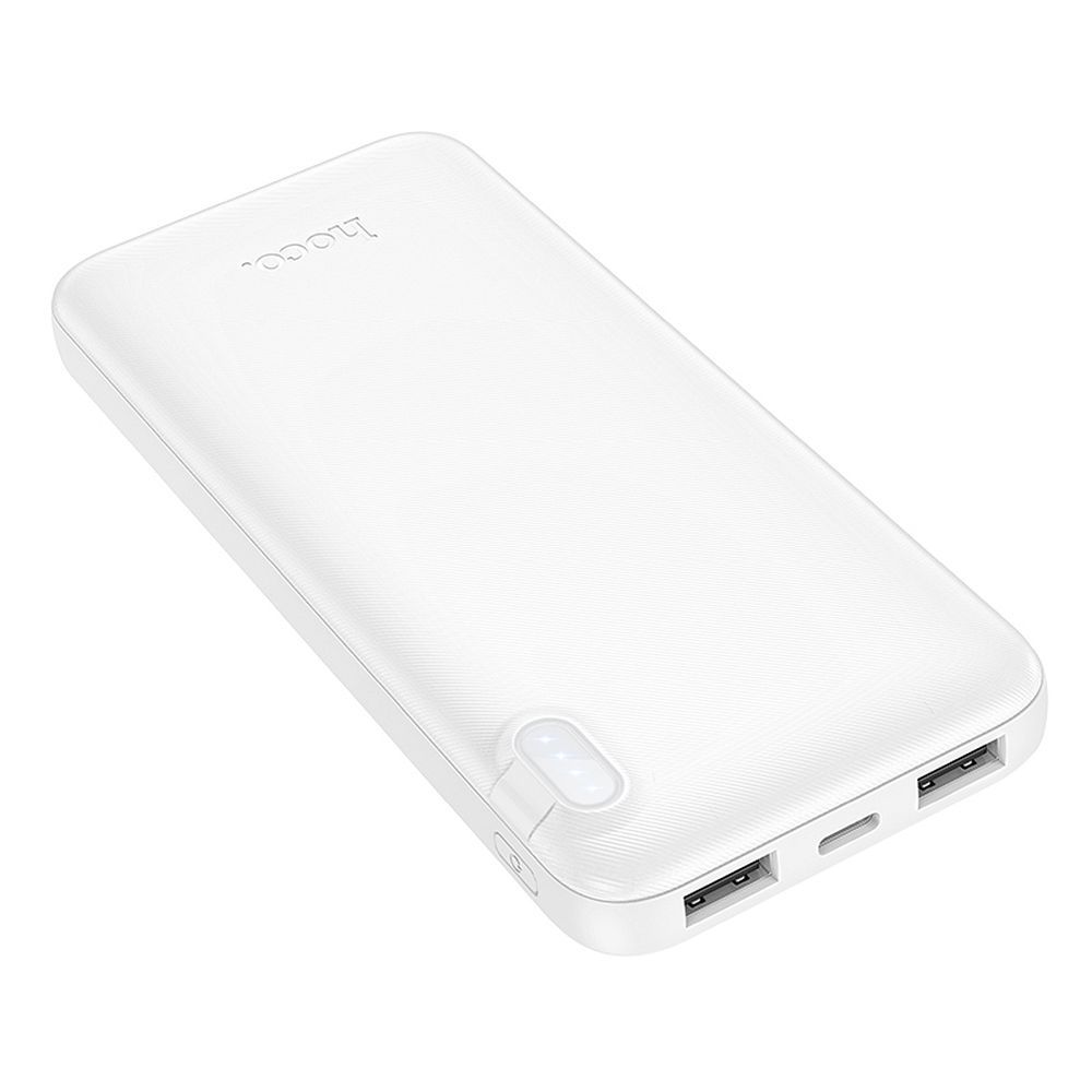 HOCO J128 Ulkoinen akku, 10000mAh, 10W, 2 x USB-A, Valkoinen