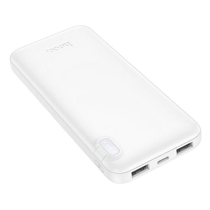 HOCO J128 Ulkoinen akku, 10000mAh, 10W, 2 x USB-A, Valkoinen