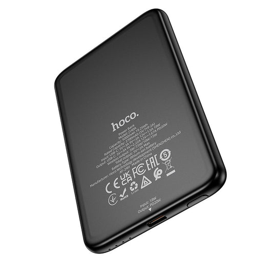 HOCO Wireless J140A Ulkoinen Akku, 5000mAh, 20W, PD + QI, 1 x USB-C, Musta