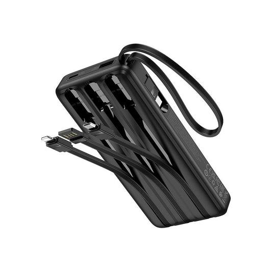 Ulkoinen akku HOCO J146, 10000mAh, 10W, 1 x Lightning - 1 x microUSB - 1 x USB-A - 1 x USB-C, Musta