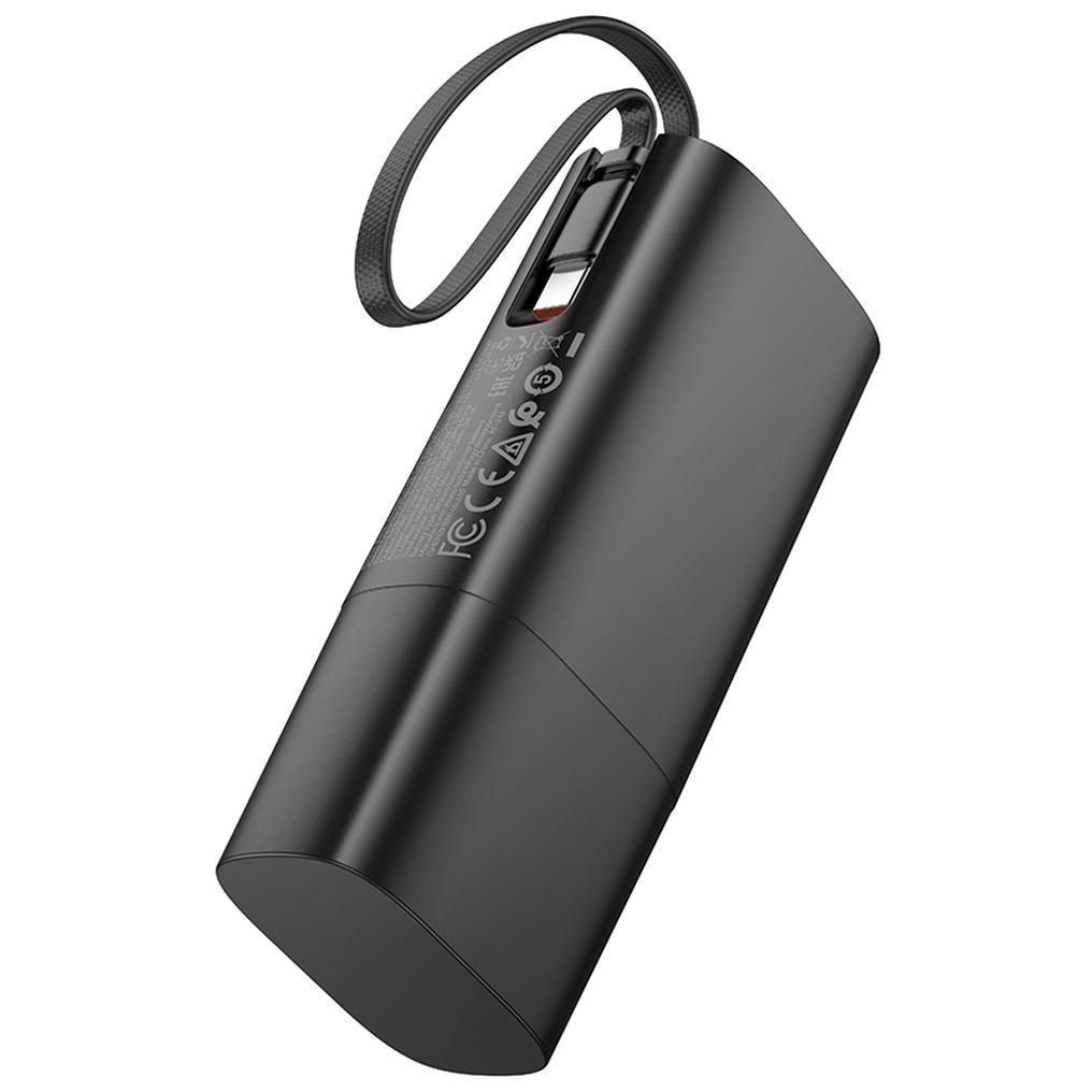 HOCO J148 2-in-1 -varavirtalähde, 5000 mAh, 20 W, PD, 2 x USB-C, musta