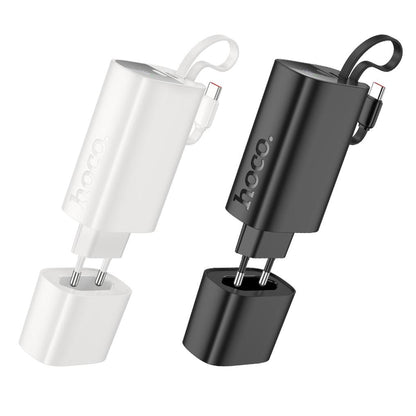HOCO J148 2-in-1 -varavirtalähde, 5000 mAh, 20 W, PD, 2 x USB-C, musta