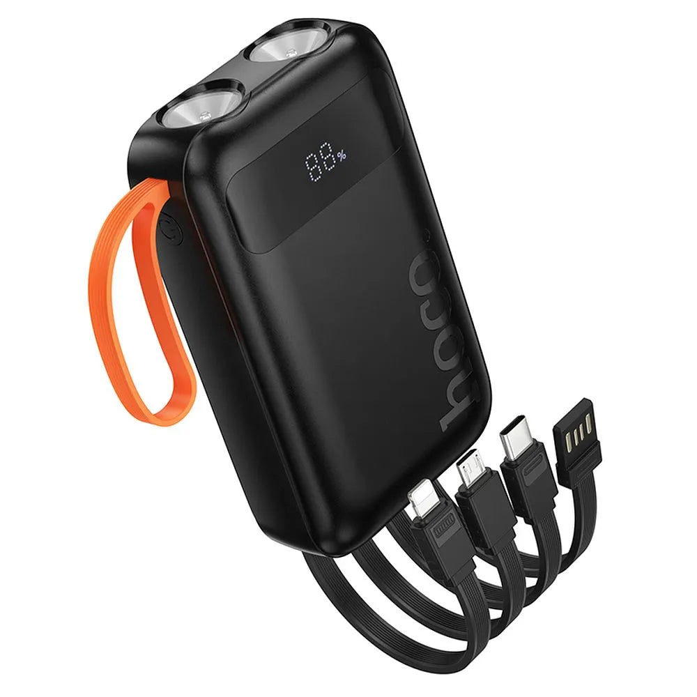 Ulkoinen akku HOCO J151, 10000mAh, 10W, 1 x Lightning - 1 x microUSB - 1 x USB-A - 1 x USB-C, Musta