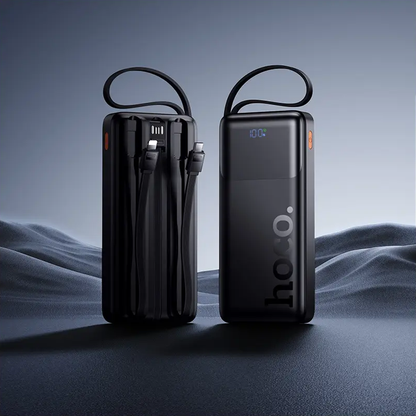 HOCO J156 Founder ulkoinen akku, 10000mAh, 22,5W, QC + PD, 1 x Lightning - 1 x microUSB - 1 x USB-A - 2 x USB-C, Musta