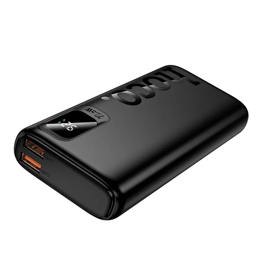 HOCO J158 Pro Ulkoinen Akku, 10000mAh, 22.5W, QC + PD, 1 x USB-C - 2 x USB-A, Musta